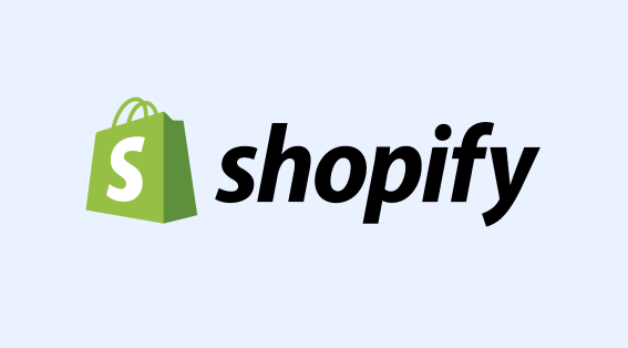 Logo Shopify sur fond bleu clair