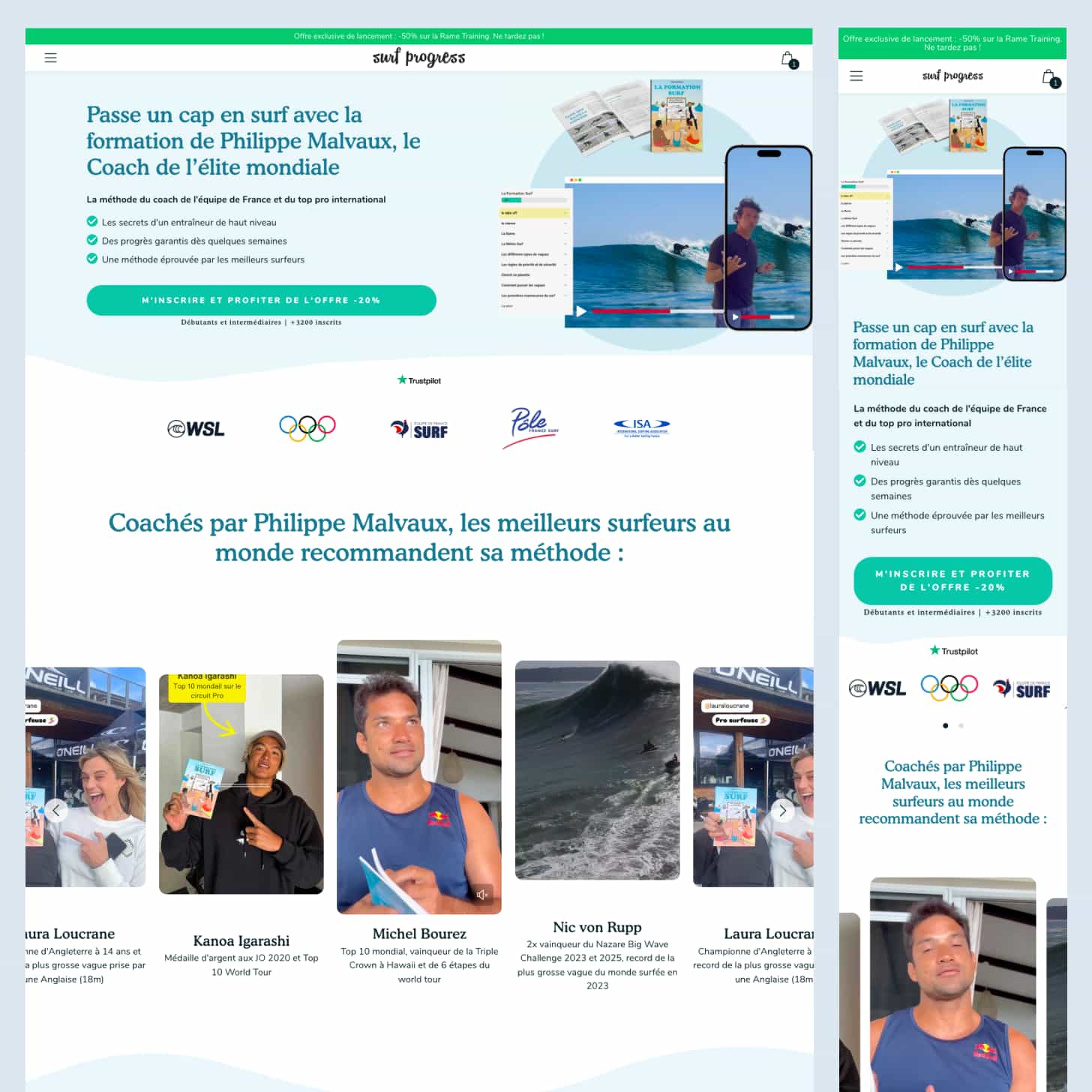 Surf Progress présentation de la boutique Shopify