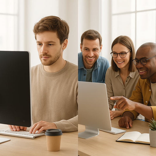 Un freelance à gauche, et une équipe Shopify à droite