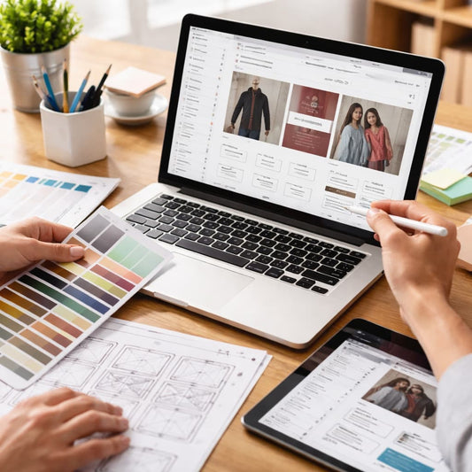 Un intégrateur Shopify présente l'intégration d'un design sur un ordinateur portable