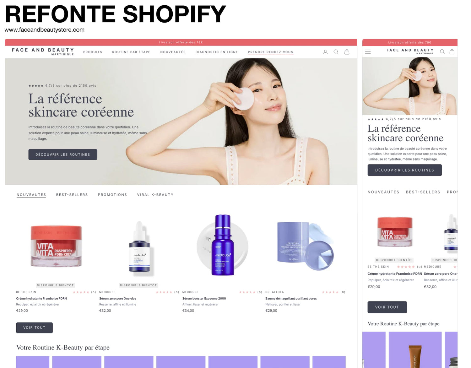 Designs de la boutique Shopify Face and Beauty