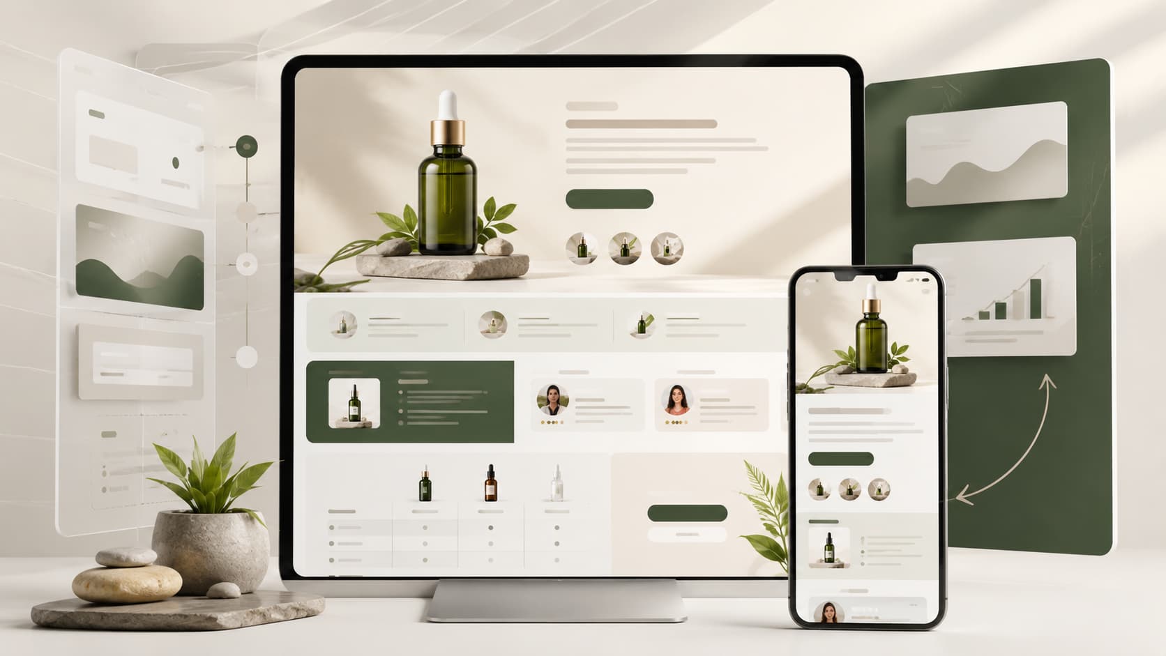 Une landing page desktop et mobile d'une boutique Shopify