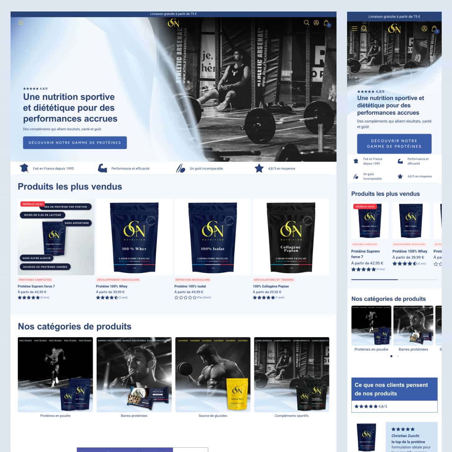 OCN Nutrition présentation de la boutique Shopify