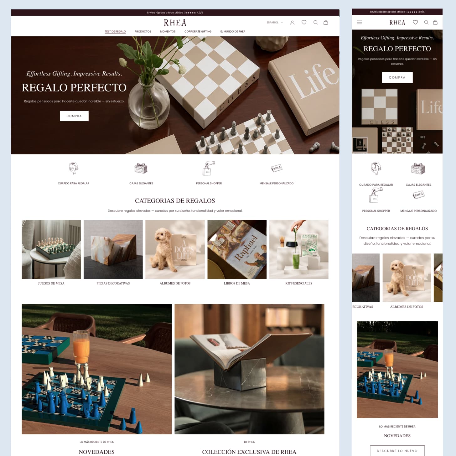 Maquettes mobile et desktop de la boutique Shopify RHÉA